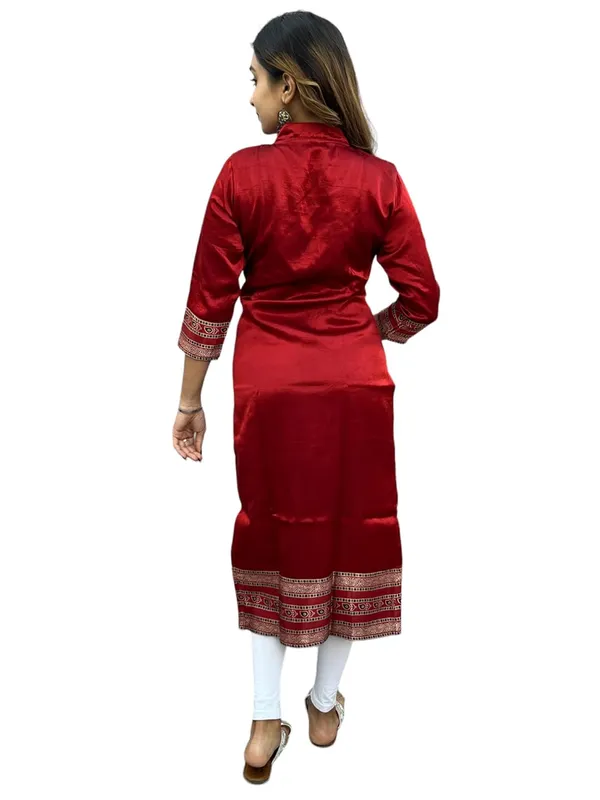 Red_Premium_Embroiderd_Ethnic_Mashru_Silk_Ajarakh_Mirror_Kurti_Tunic_|_Outdoor_Dress_|_Long_Kurti_For_Women