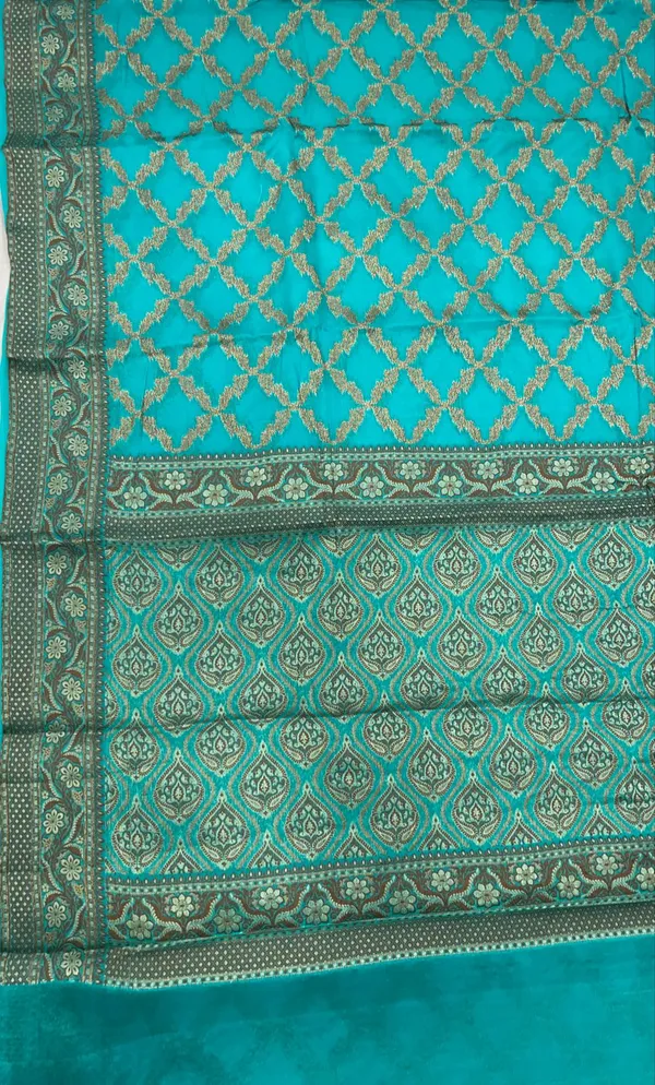 Humairah_Presents_Pure_Handwoven_Sea_Green_Chiffon_Kadiyal_Copper_Zari_Jaal_and_Resham_Mina_Zari_Boota_Pallu_with_Sea_Green_Blouse