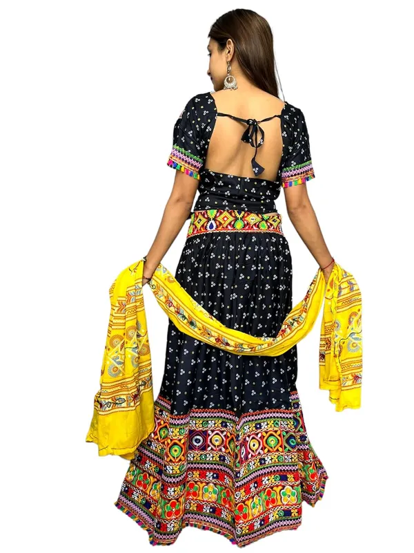 Black_Premium_Bandhani_Handicraft_Traditional_Chaniya_Choli_Cotton_Umbrella_Style_With_Embroidery_Heavy_Kutchi_Work__For_Women_&_Girls