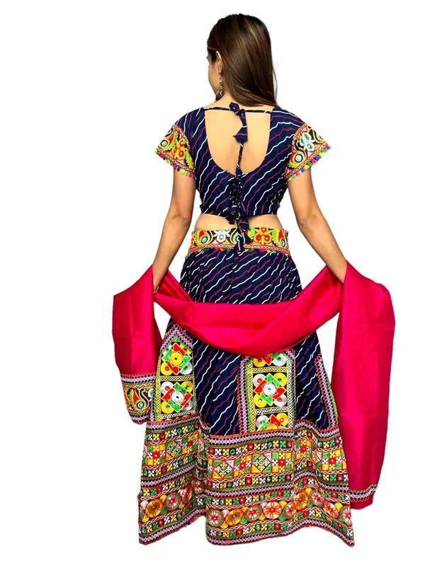 Blue_Premium_Buta_Handicraft_Traditional_Chaniya_Choli_Cotton_Umbrella_Style_With_Embroidery_Heavy_Kutchi_Work__For_Women_&_Girls
