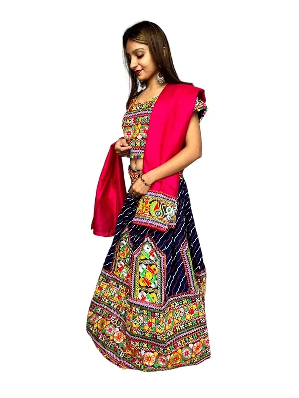 Blue_Premium_Buta_Handicraft_Traditional_Chaniya_Choli_Cotton_Umbrella_Style_With_Embroidery_Heavy_Kutchi_Work__For_Women_&_Girls