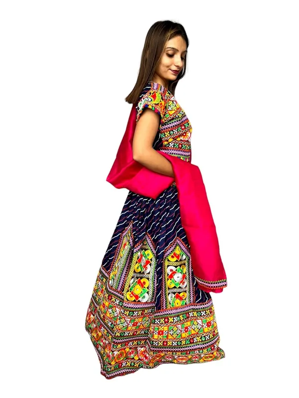 Blue_Premium_Buta_Handicraft_Traditional_Chaniya_Choli_Cotton_Umbrella_Style_With_Embroidery_Heavy_Kutchi_Work__For_Women_&_Girls