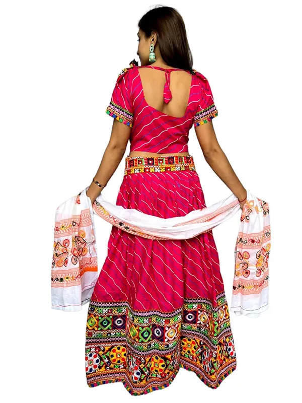 Pink_Premium_Leriya_Handicraft_Traditional_Chaniya_Choli_Cotton_Umbrella_Style_With_Embroidery_Heavy_Kutchi_Work_For_Women_&_Girls