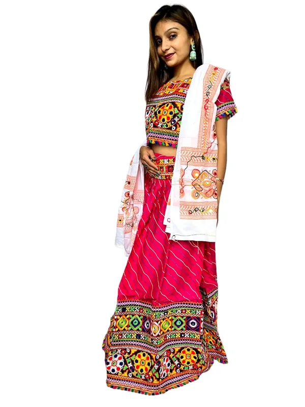 Pink_Premium_Leriya_Handicraft_Traditional_Chaniya_Choli_Cotton_Umbrella_Style_With_Embroidery_Heavy_Kutchi_Work_For_Women_&_Girls