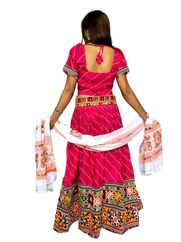 Pink_Premium_Leriya_Handicraft_Traditional_Chaniya_Choli_Cotton_Umbrella_Style_With_Embroidery_Heavy_Kutchi_Work_For_Women_&_Girls