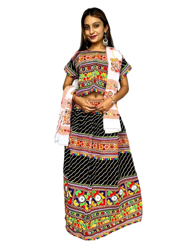 Black_Premium_Leriya_Pata_Handicraft_Traditional_Chaniya_Choli_Cotton_Umbrella_Style_With_Embroidery_Heavy_Kutchi_Work_For_Women_&_Girls