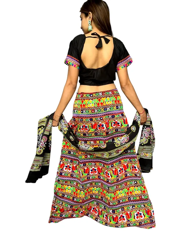 Black_Premium_Handicraft_Traditional_Chaniya_Choli_Cotton_Umbrella_Style_With_Embroidery_Heavy_Kutchi_Work_For_Women_&_Girls