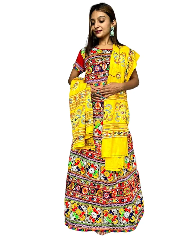 Multicolor_Premium_Handicraft_Traditional_Chaniya_Choli_Cotton_Umbrella_Style_With_Embroidery_Heavy_Kutchi_Work_For_Women_&_Girls