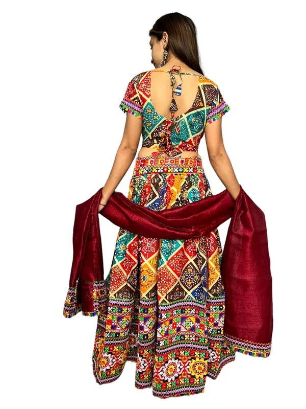Maroon_Premium_Handicraft_Traditional_Chaniya_Choli_Cotton_Umbrella_Style_With_Embroidery_Heavy_Kutchi_Work_For_Women_&_Girls