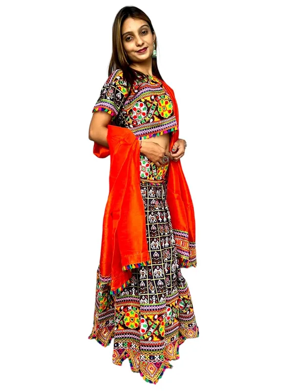 Blue_Premium_Handicraft_Traditional_Chaniya_Choli_Cotton_Umbrella_Style_With_Embroidery_Heavy_Kutchi_Work_For_Women_&_Girls