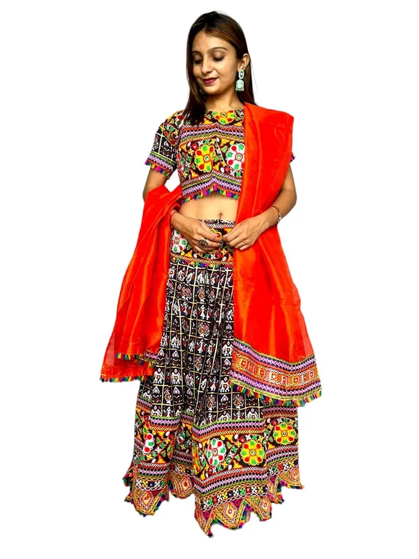 Blue_Premium_Handicraft_Traditional_Chaniya_Choli_Cotton_Umbrella_Style_With_Embroidery_Heavy_Kutchi_Work_For_Women_&_Girls
