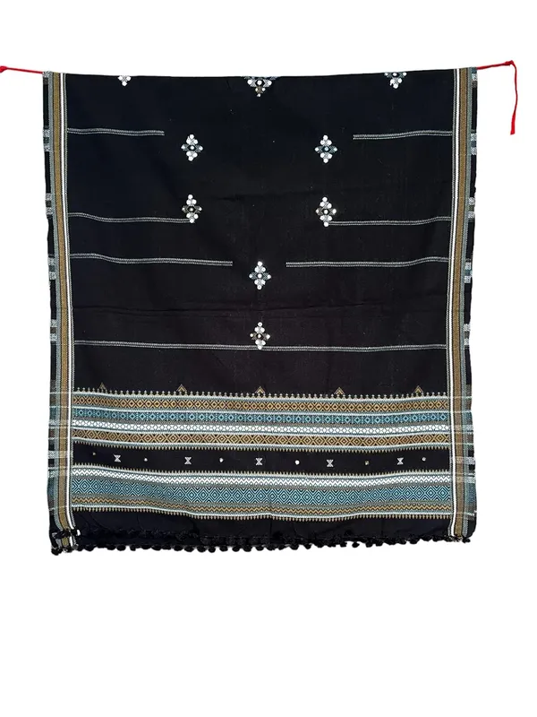 Black_Premium_Handicraft_Traditional_Kutchi_Pure_Handloom/Woollen_Shawl_Chamukh_For_Women_&_Girls