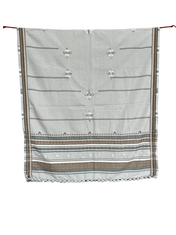 Grey_Premium_Handicraft_Traditional_Kutchi_Pure_Handloom/Woollen_Shawl_Chamukh_For_Women_&_Girls