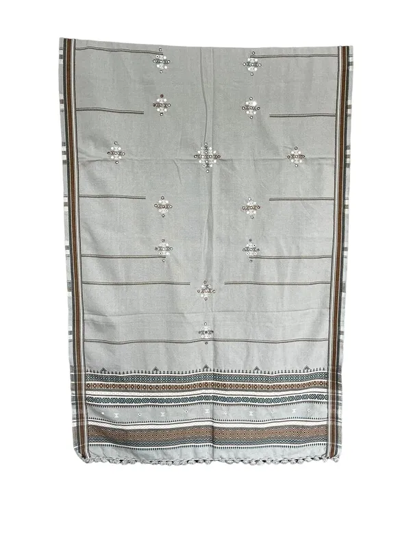 Grey_Premium_Handicraft_Traditional_Kutchi_Pure_Handloom/Woollen_Shawl_Chamukh_For_Women_&_Girls