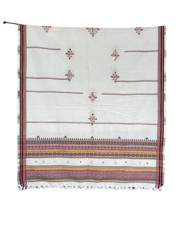 White_Premium_Handicraft_Traditional_Kutchi_Pure_Handloom/Woollen_Shawl_Chamukh_For_Women_&_Girls