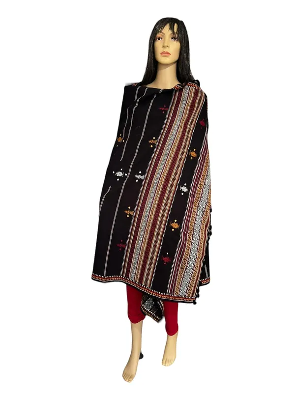Black_Premium_Handicraft_Traditional_Kutchi_Pure_Handloom/Woollen_Shawl_Chamukh_For_Women_&_Girls