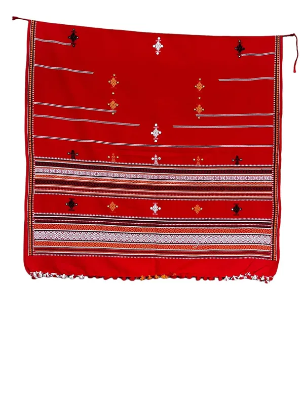 Red_Premium_Handicraft_Traditional_Kutchi_Pure_Handloom/Woollen_Shawl_Chamukh_For_Women_&_Girls