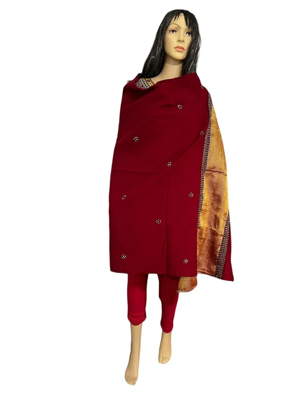 Maroon_Premium_Handicraft_Traditional_Kutchi_Pure_Handloom/Woollen_Shawl_For_Women_&_Girls