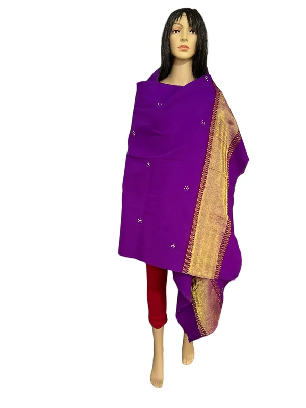 Purple_Premium_Handicraft_Traditional_Kutchi_Pure_Handloom/Woollen_Shawl_For_Women_&_Girls