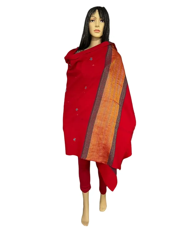 Red_Premium_Handicraft_Traditional_Kutchi_Pure_Handloom/Woollen_Shawl_For_Women_&_Girls