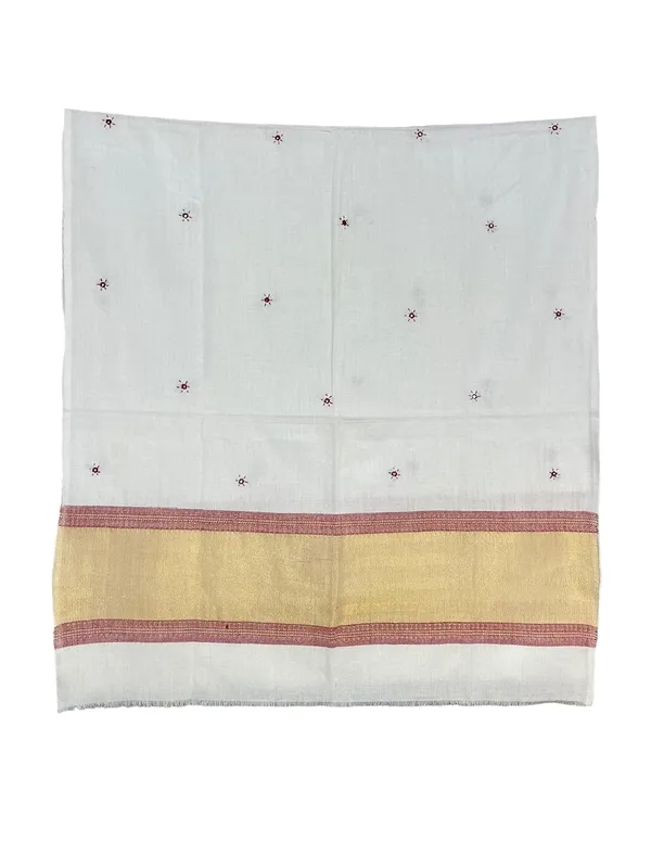 White_Premium_Handicraft_Traditional_Kutchi_Pure_Handloom/Woollen_Shawl_For_Women_&_Girls