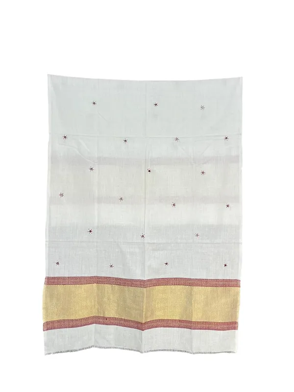 White_Premium_Handicraft_Traditional_Kutchi_Pure_Handloom/Woollen_Shawl_For_Women_&_Girls