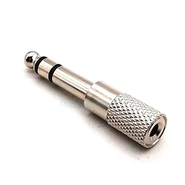 Pack_of_1_Jack_6.35mm_Male_Plug_to_3.5mm_Female_Connector_Headphone_Amplifier_Adapter_Microphone_6.3_to_3.5_mm_Audio_Converter_Silver_Plated