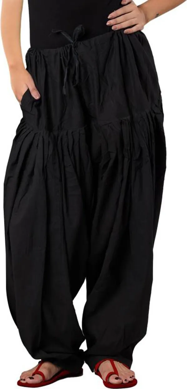 Black_Cotton_Solid_Patiala_Salwar_For_Women
