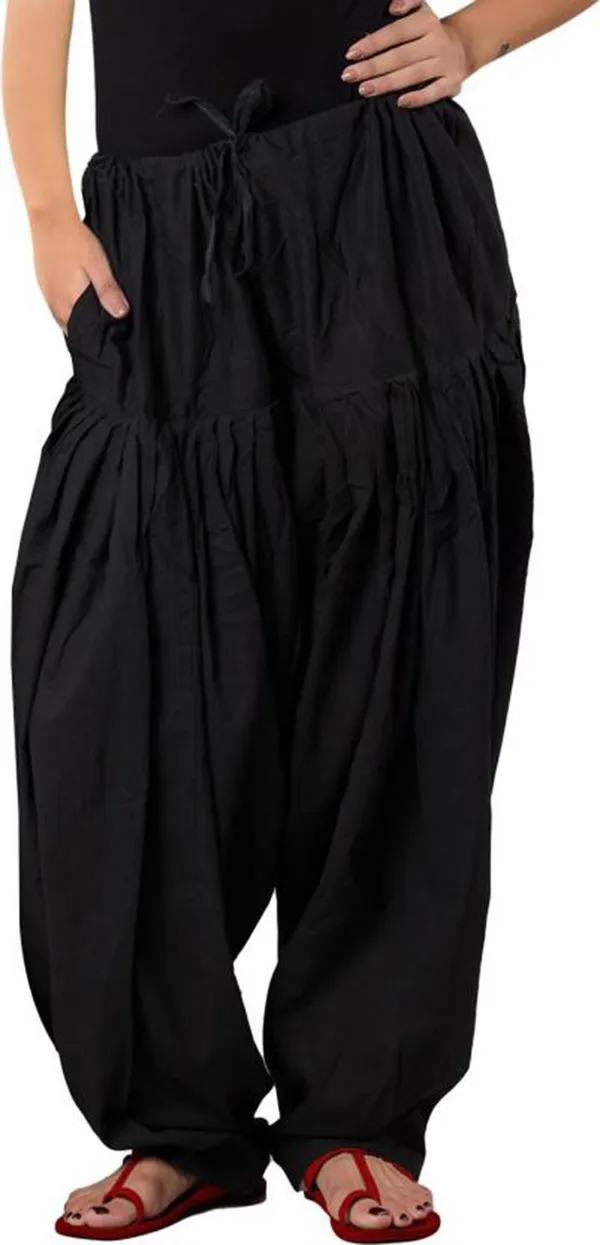 Black_Cotton_Solid_Patiala_Salwar_For_Women