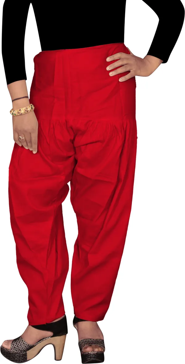 Red_Cotton_Patiala_Salwar_For_Women