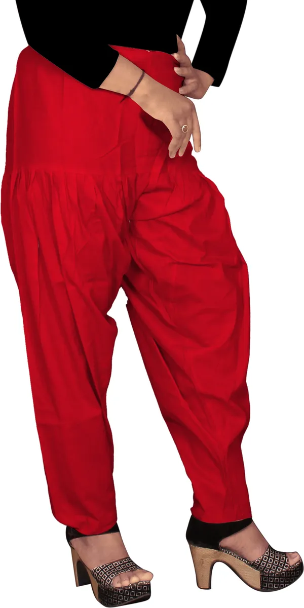 Red_Cotton_Patiala_Salwar_For_Women