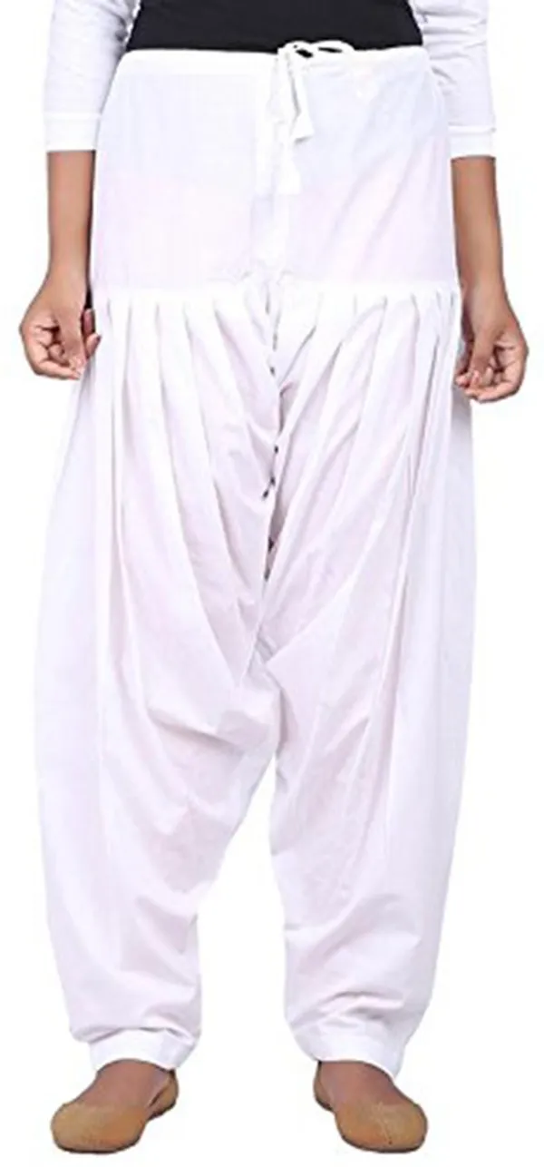 White_Cotton_Solid_Patiala_Salwar_For_Women