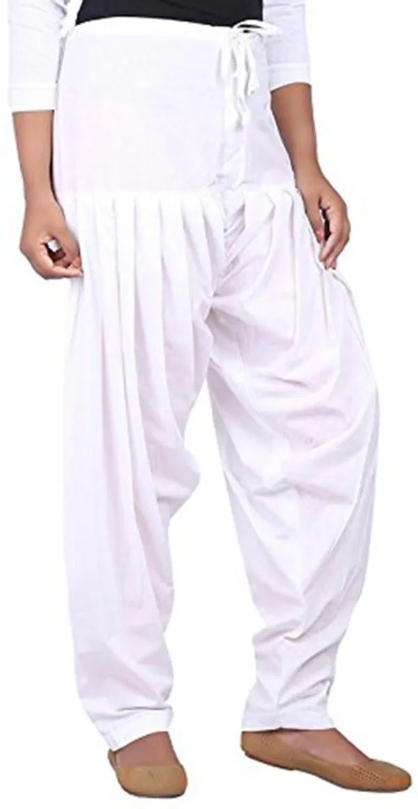 White_Cotton_Solid_Patiala_Salwar_For_Women