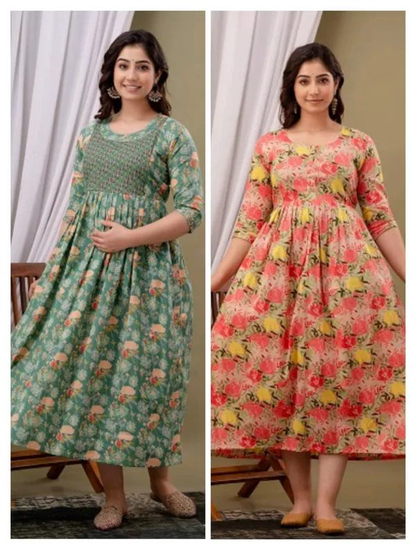 Peach_Cotton_Printed_Maternity_And_Feeding_Kurti__Combo_Of_2