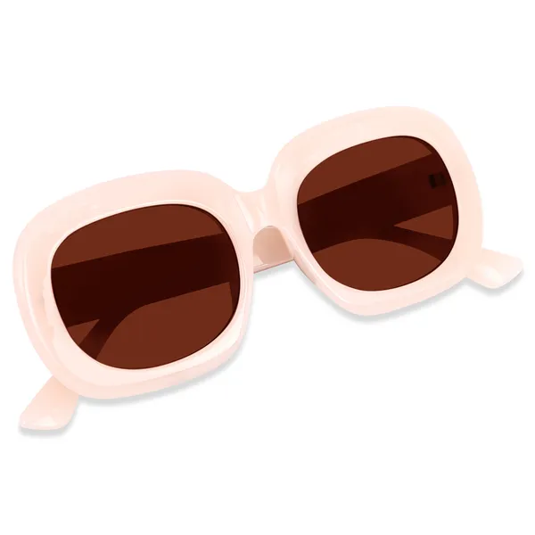 Peach_Oversized_Square_UV/UB_Protected_Sunglasses_-_For_Women_(3364P)