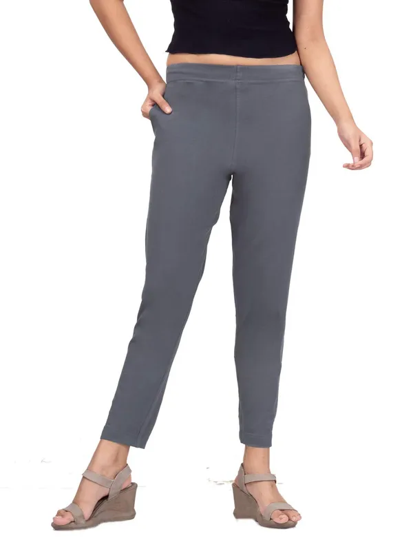 Grey_Cotton_Lycra_4_Way_Stretchable_Kurti_Pant_(__Pant/Pencil_Pant)_For_Women_With_Side_Pocket