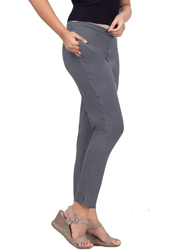 Grey_Cotton_Lycra_4_Way_Stretchable_Kurti_Pant_(__Pant/Pencil_Pant)_For_Women_With_Side_Pocket