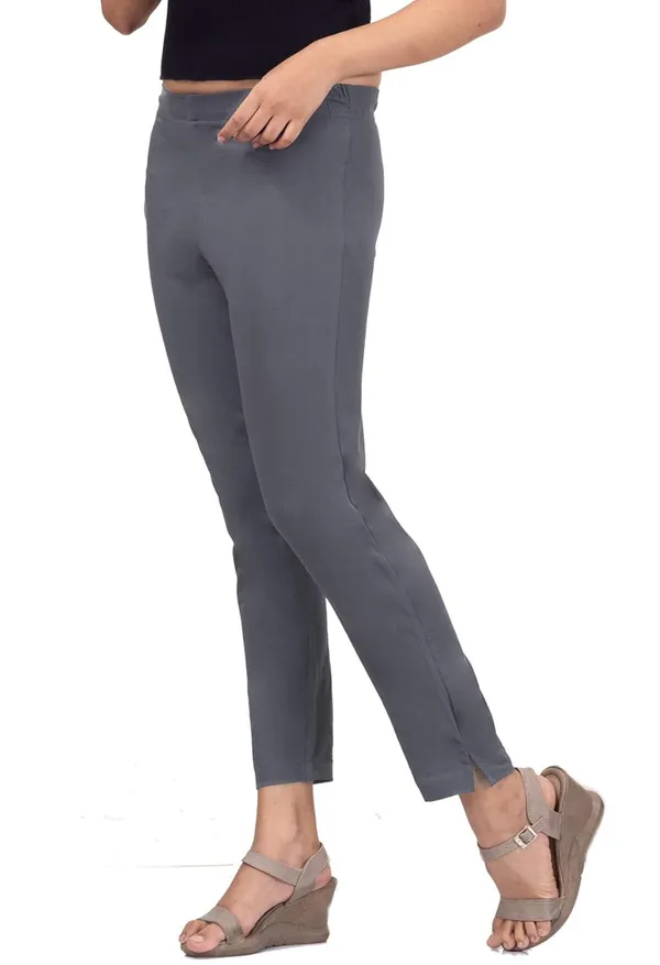 Grey_Cotton_Lycra_4_Way_Stretchable_Kurti_Pant_(__Pant/Pencil_Pant)_For_Women_With_Side_Pocket