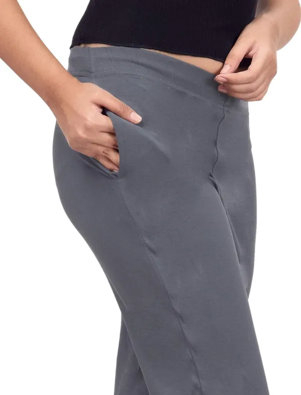 Grey_Cotton_Lycra_4_Way_Stretchable_Kurti_Pant_(__Pant/Pencil_Pant)_For_Women_With_Side_Pocket