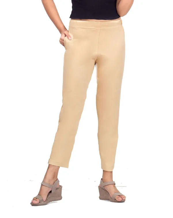 Light_Skin_Cotton_Lycra_4_Way_Stretchable_Kurti_Pant_(__Pant/Pencil_Pant)_For_Women_With_Side_Pocket