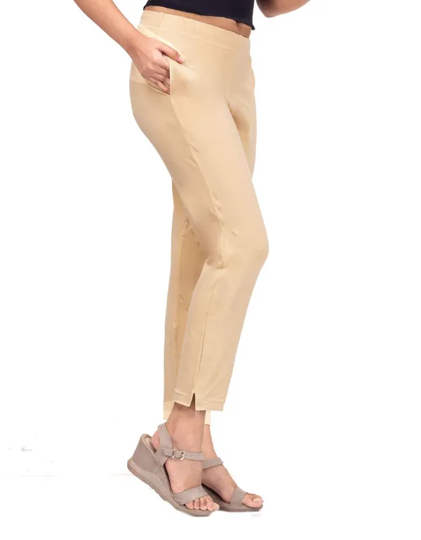 Light_Skin_Cotton_Lycra_4_Way_Stretchable_Kurti_Pant_(__Pant/Pencil_Pant)_For_Women_With_Side_Pocket