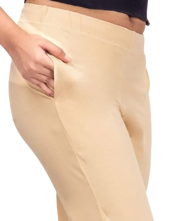 Light_Skin_Cotton_Lycra_4_Way_Stretchable_Kurti_Pant_(__Pant/Pencil_Pant)_For_Women_With_Side_Pocket