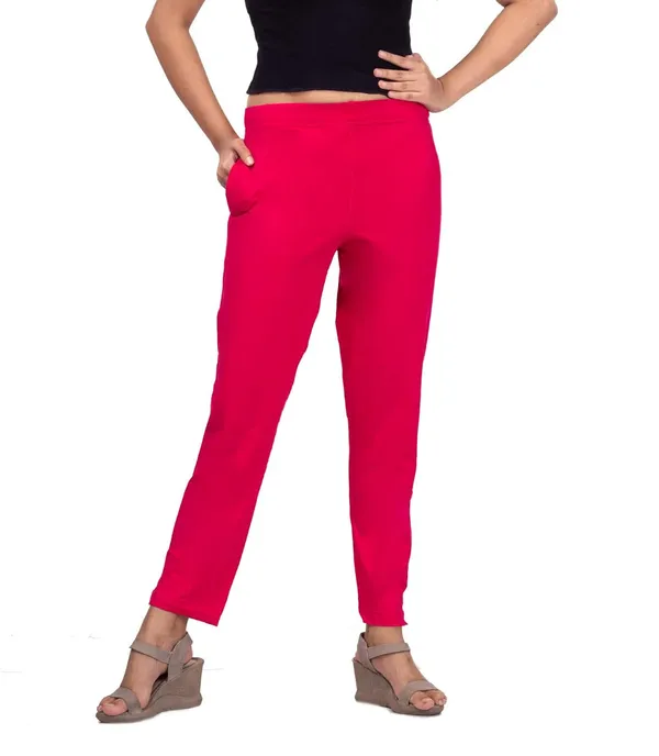Rani_Pink_Cotton_Lycra_4_Way_Stretchable_Kurti_Pant_(__Pant/Pencil_Pant)_For_Women_With_Side_Pocket