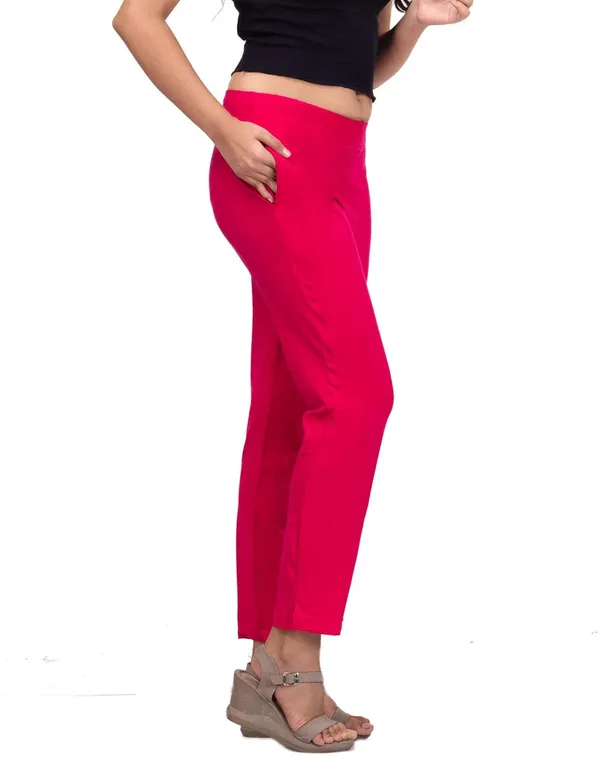 Rani_Pink_Cotton_Lycra_4_Way_Stretchable_Kurti_Pant_(__Pant/Pencil_Pant)_For_Women_With_Side_Pocket