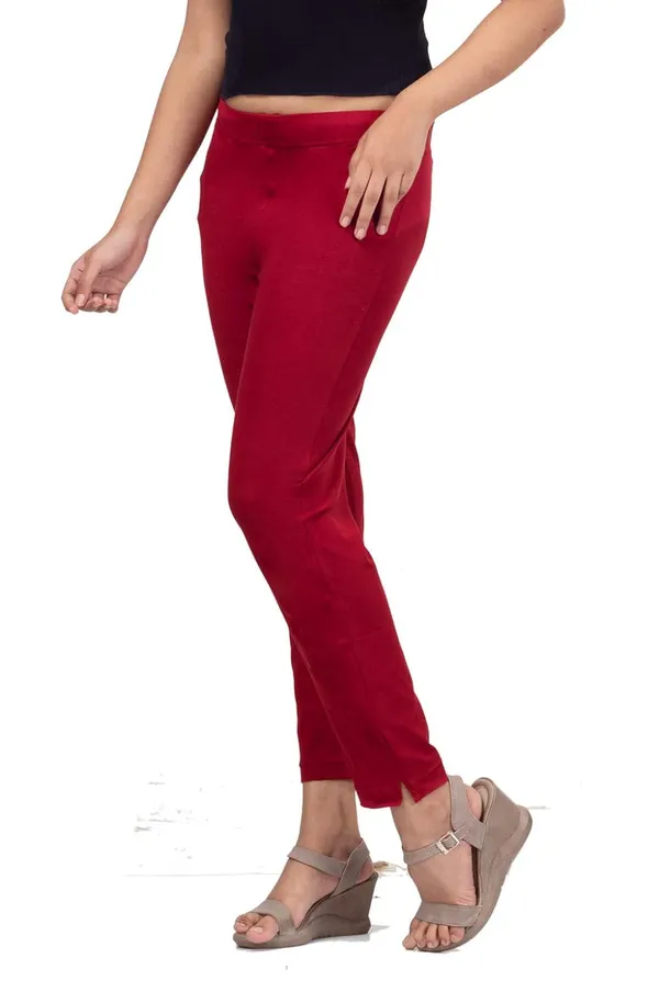 Maroon_Cotton_Lycra_4_Way_Stretchable_Kurti_Pant_(__Pant/Pencil_Pant)_For_Women_With_Side_Pocket