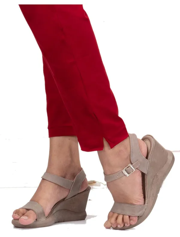 Maroon_Cotton_Lycra_4_Way_Stretchable_Kurti_Pant_(__Pant/Pencil_Pant)_For_Women_With_Side_Pocket