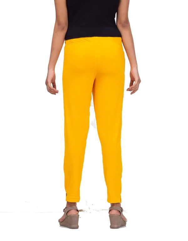 Yellow_Cotton_Lycra_4_Way_Stretchable_Kurti_Pant_(__Pant/Pencil_Pant)_For_Women_With_Side_Pocket
