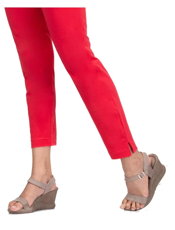 Peach_Cotton_Lycra_4_Way_Stretchable_Kurti_Pant_(__Pant/Pencil_Pant)_For_Women_With_Side_Pocket