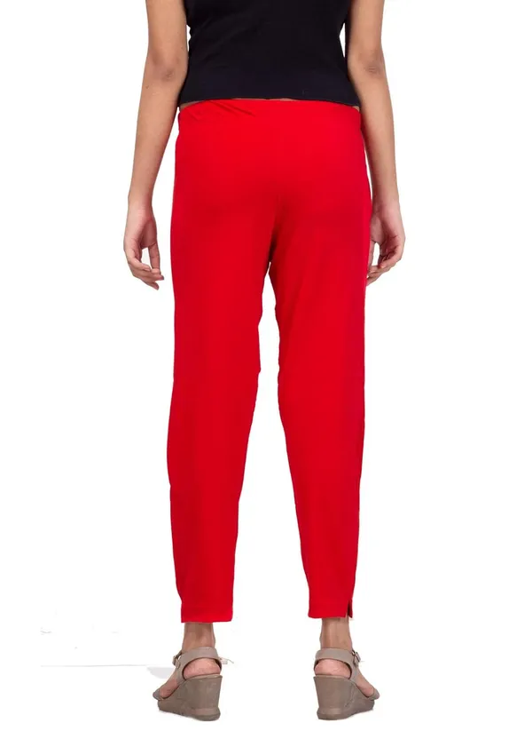 Red_Cotton_Lycra_4_Way_Stretchable_Kurti_Pant_(__Pant/Pencil_Pant)_For_Women_With_Side_Pocket