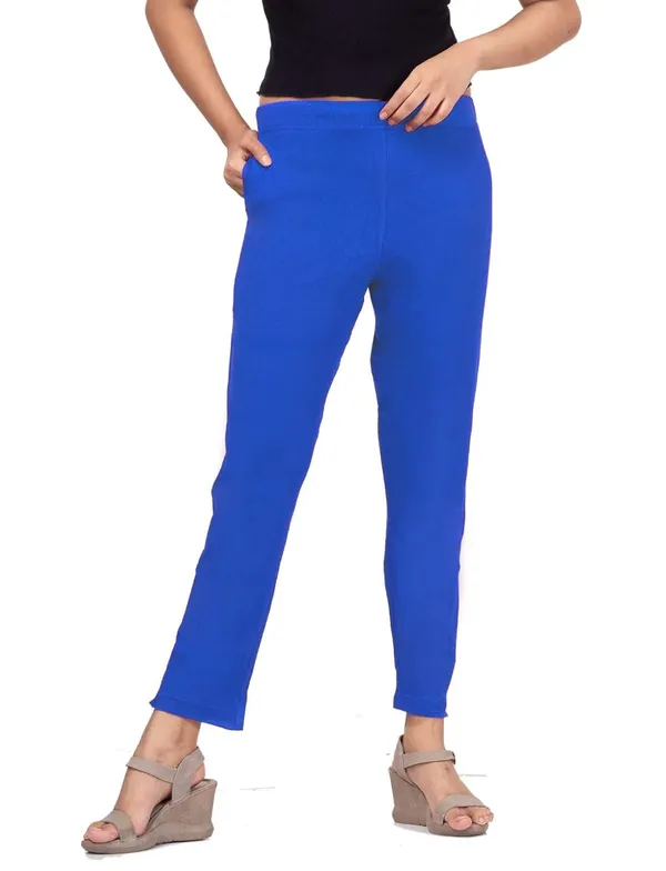 Royal_Blue_Cotton_Lycra_4_Way_Stretchable_Kurti_Pant_(__Pant/Pencil_Pant)_For_Women_With_Side_Pocket